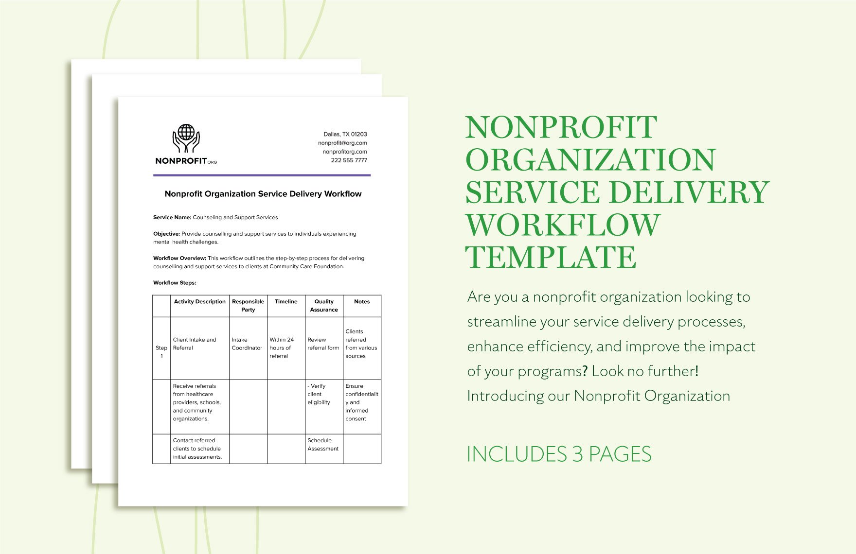 Nonprofit Organization Service Delivery Workflow Template in Word, Google Docs, PDF