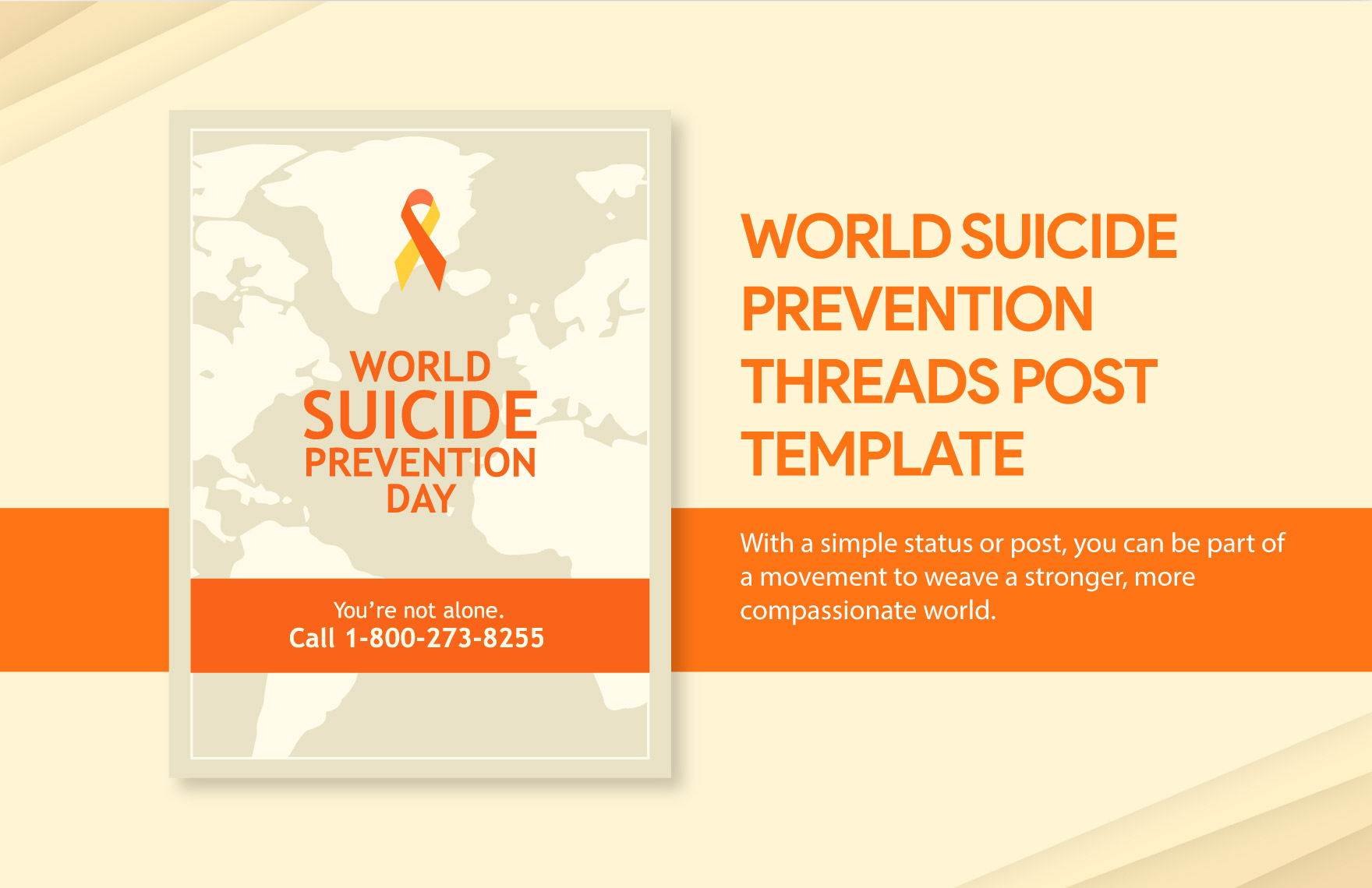Free World Suicide Prevention Day Threads Post Template in Illustrator, PSD, PNG