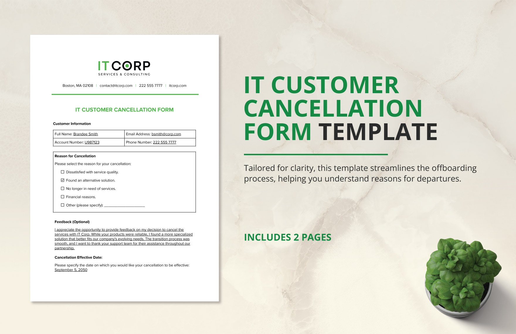 IT Customer Cancellation Form Template
