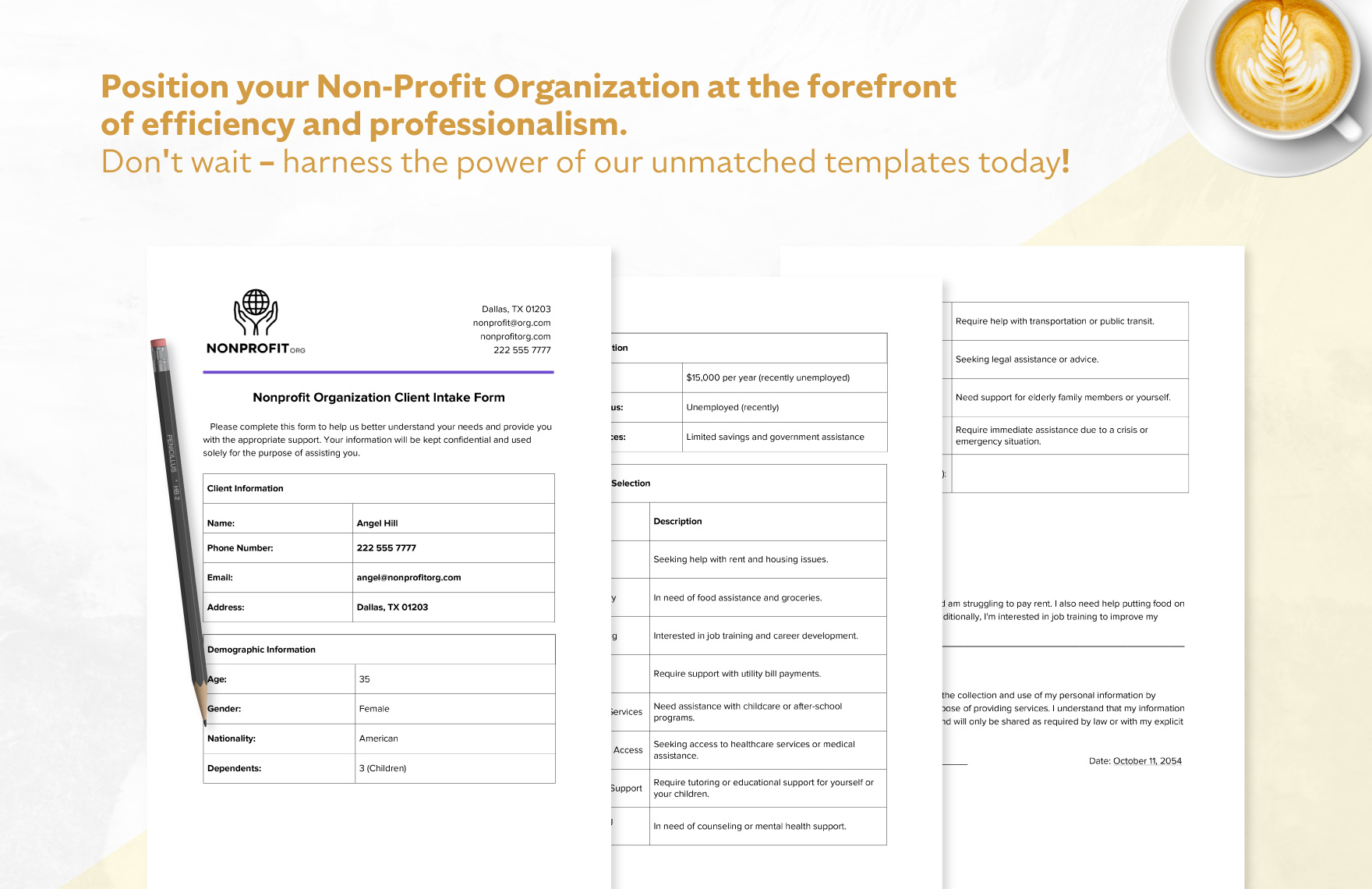 Nonprofit Organization Client Intake Form Template