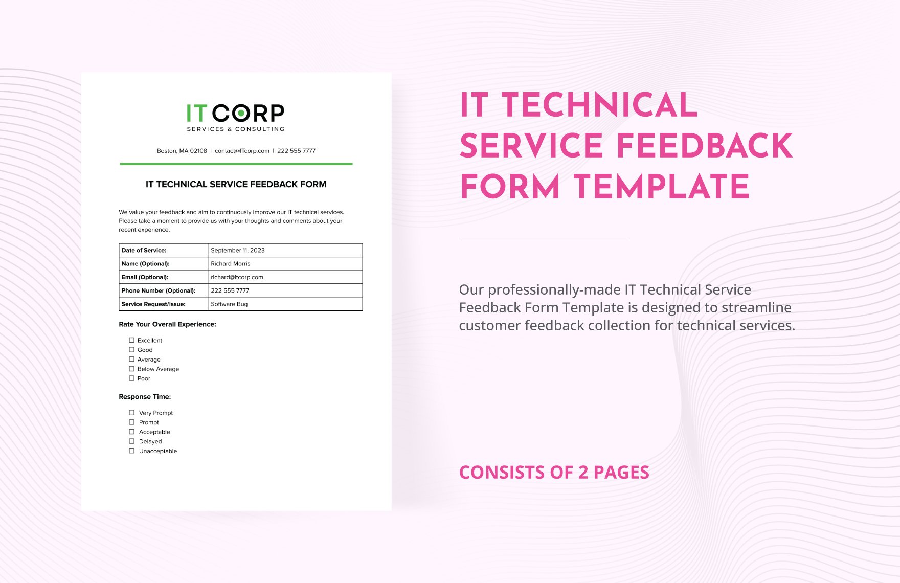 IT Technical Service Feedback Form Template