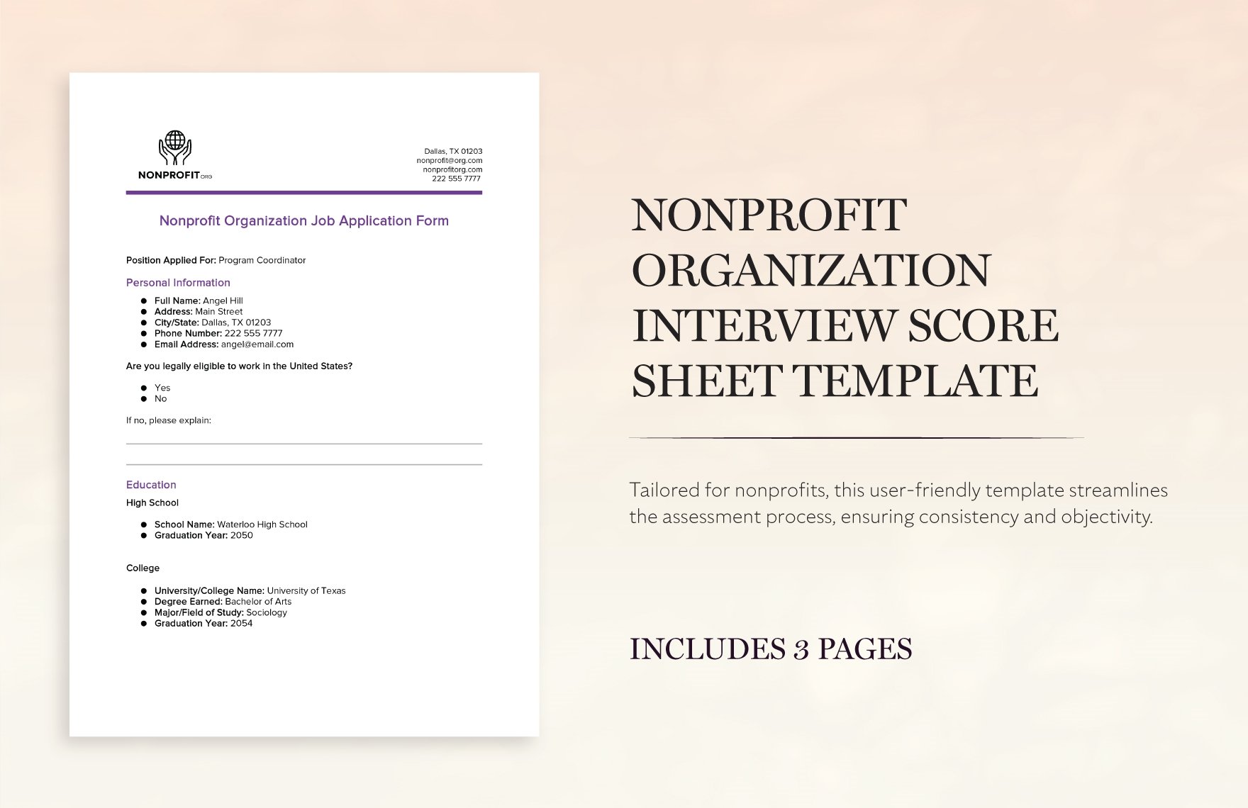 Nonprofit Organization Interview Score Sheet Template in Word, Google Docs, PDF