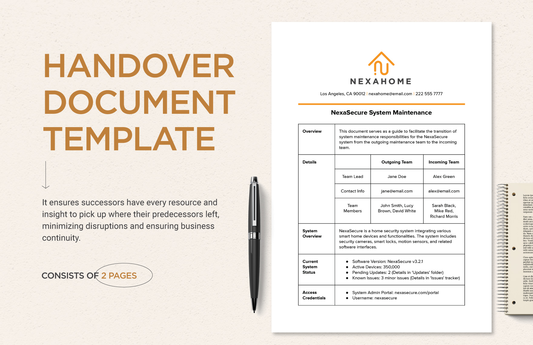 Handover Document Template