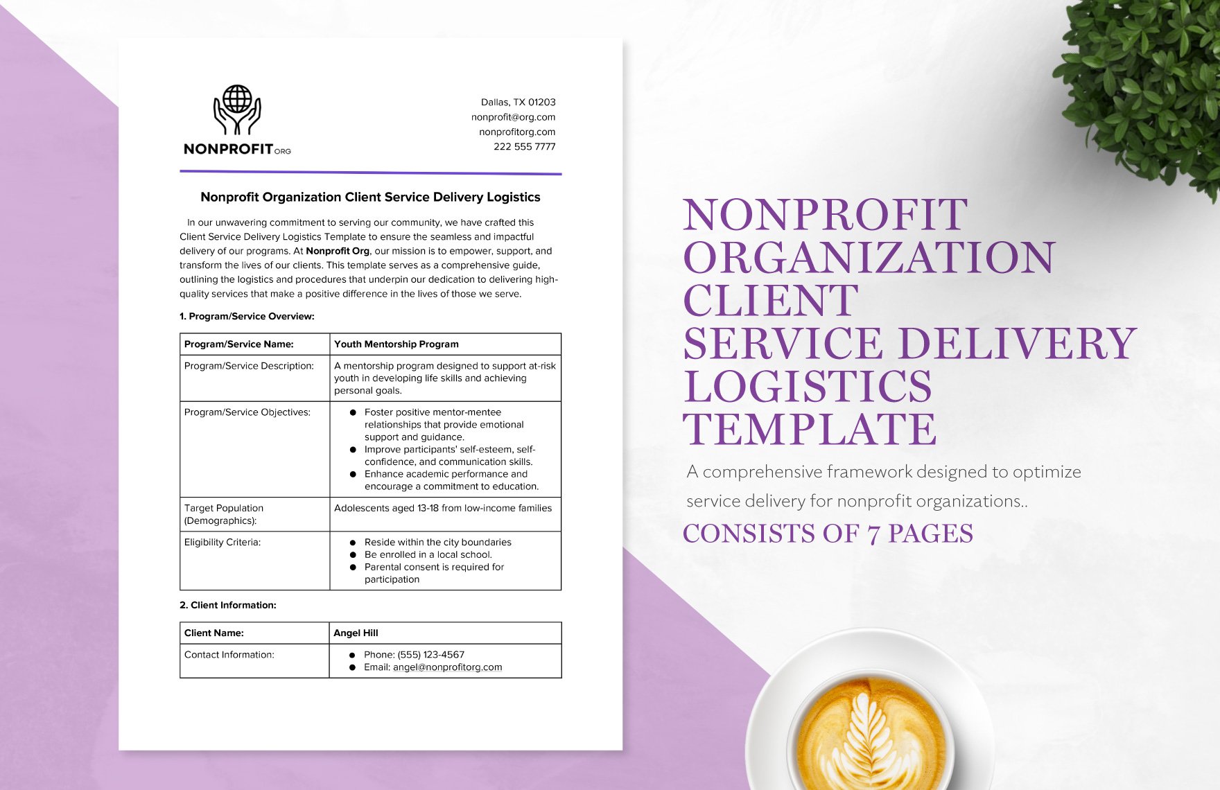 Nonprofit Organization Client Service Delivery Logistics Template