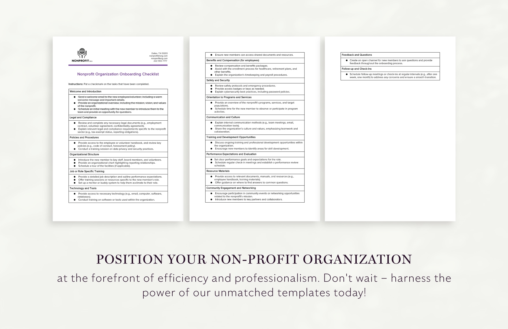 Nonprofit Organization Onboarding Checklist Template