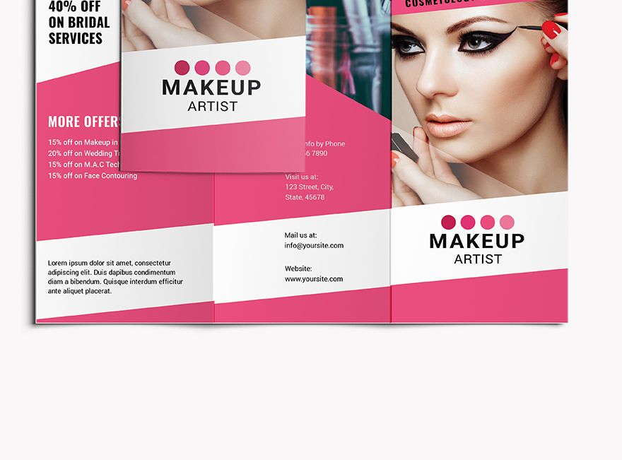 Makeup Artist Tri Fold Brochure 