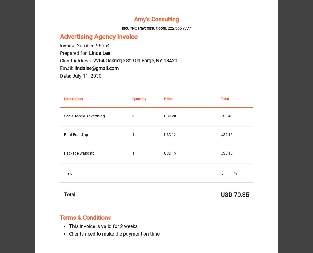 Advertising agency Invoice Template Word (DOC) Excel PSD