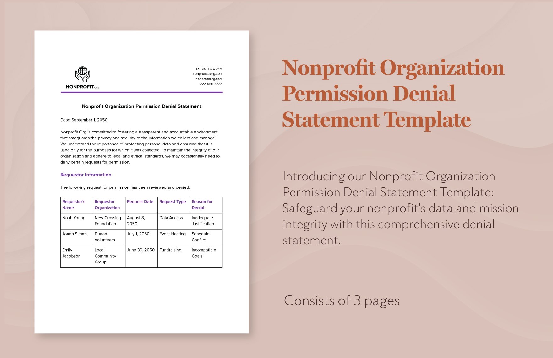 Nonprofit Organization Permission Denial Statement Template