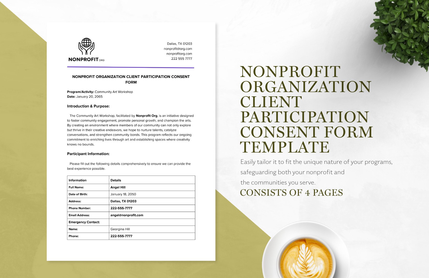 Nonprofit Organization Client Participation Consent Form Template