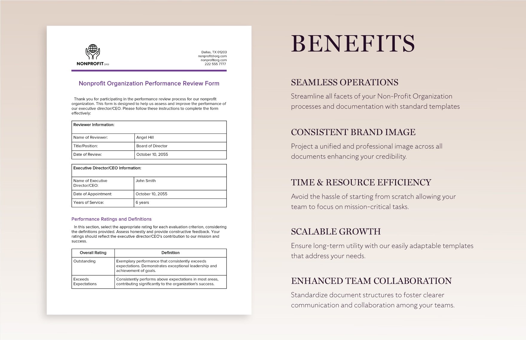 Nonprofit Organization Performance Review Form Template