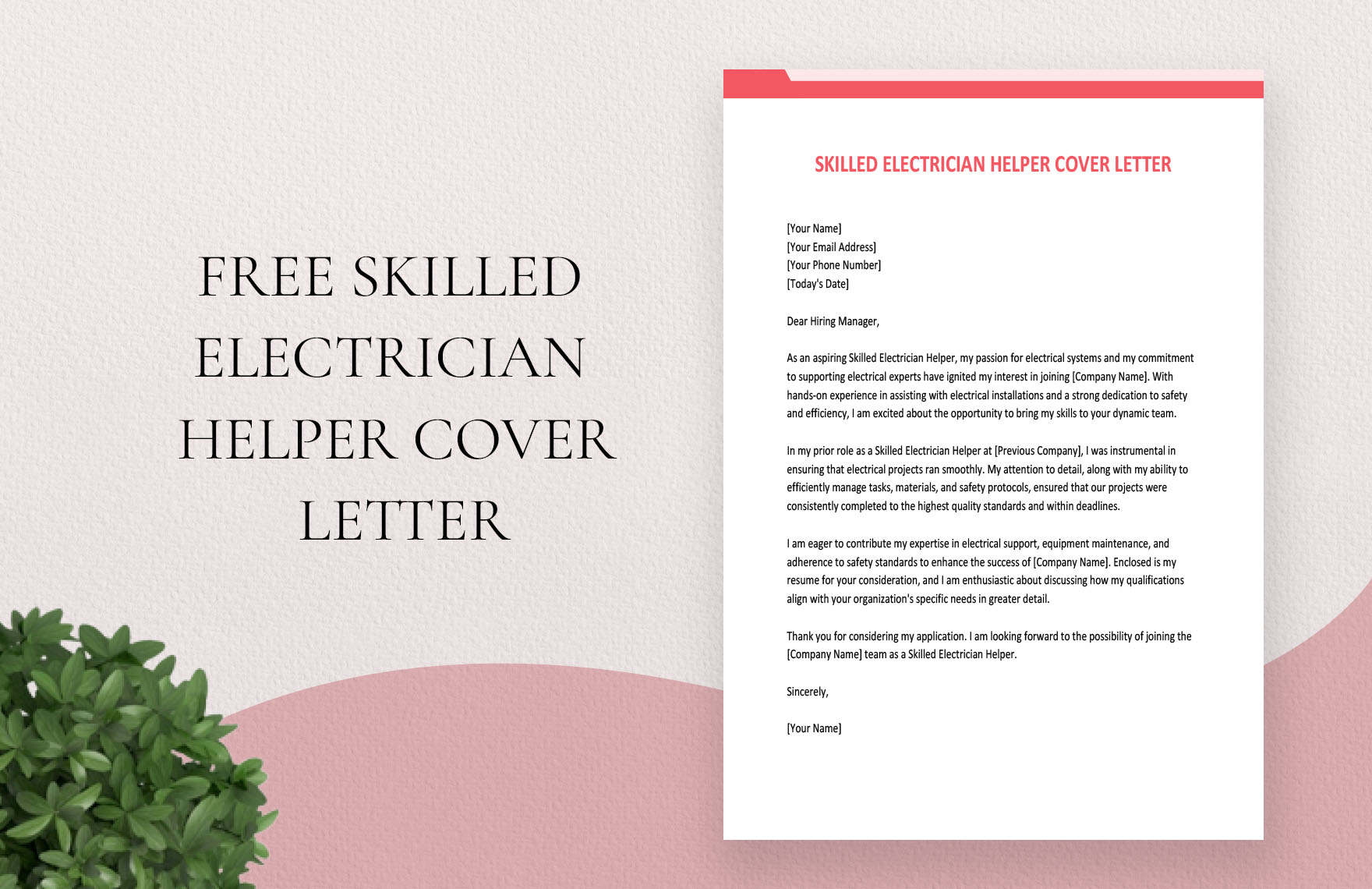 Skilled Electrician Helper Cover Letter