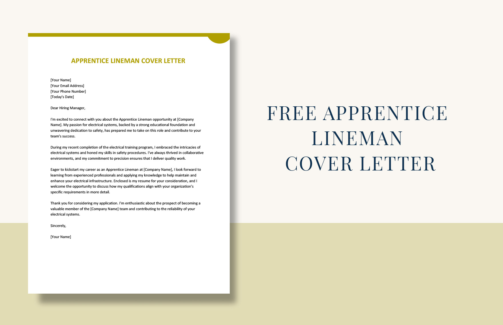 Apprentice Lineman Cover Letter in Word, Google Docs - Download | Template.net