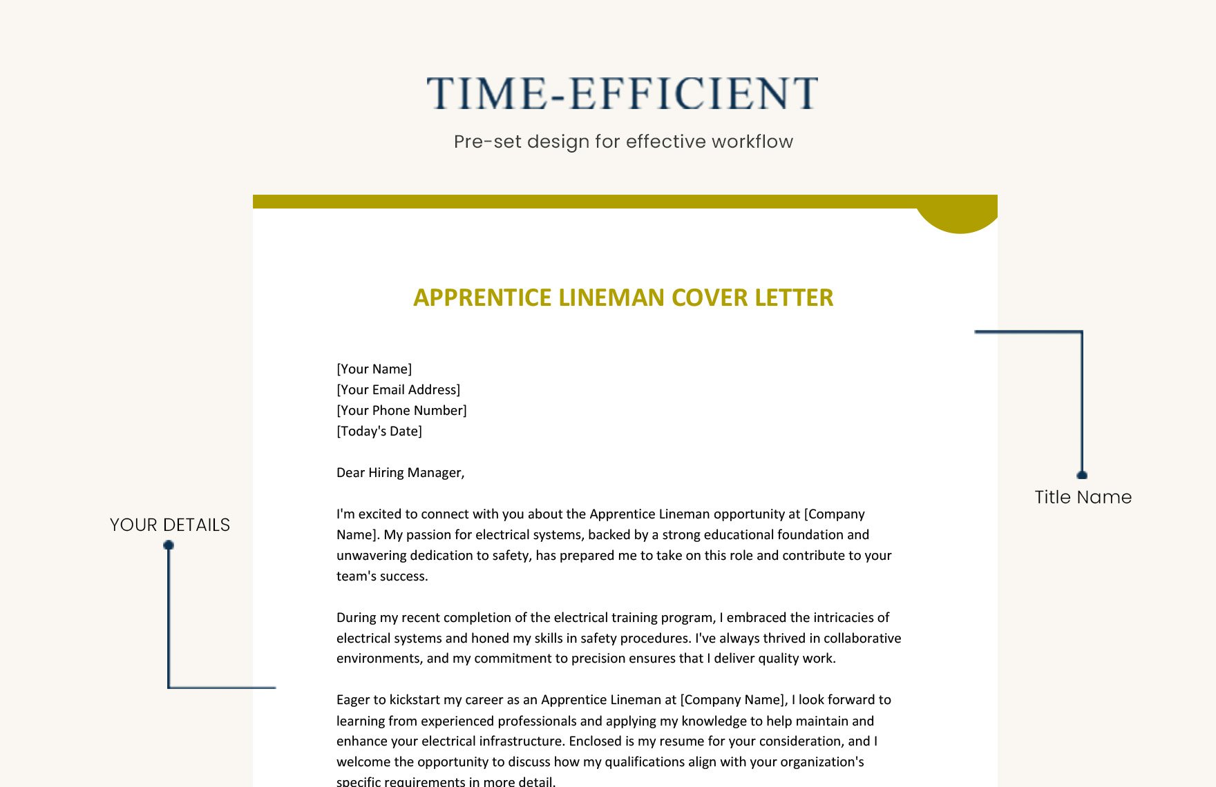 pre apprentice lineman cover letter