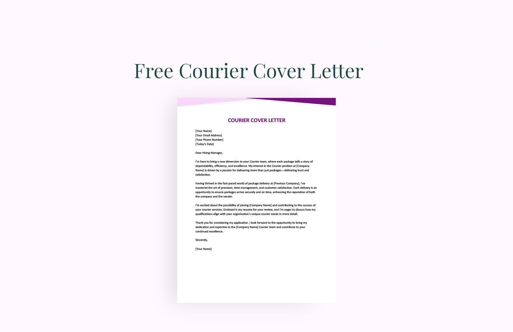 Courier Cover Letter in Word, Google Docs
