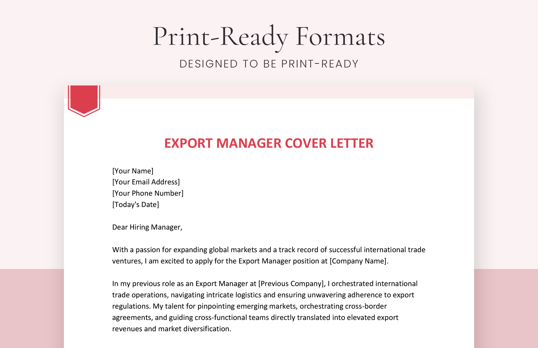 Export Manager Cover Letter