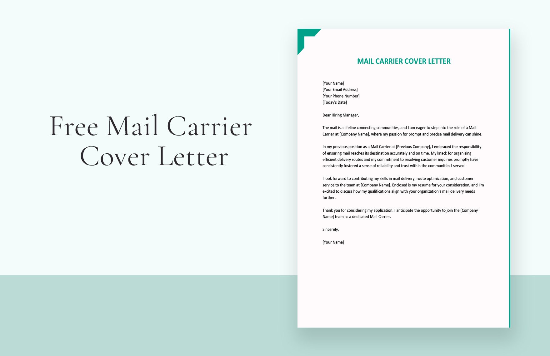 Mail Carrier Cover Letter in Word, Google Docs