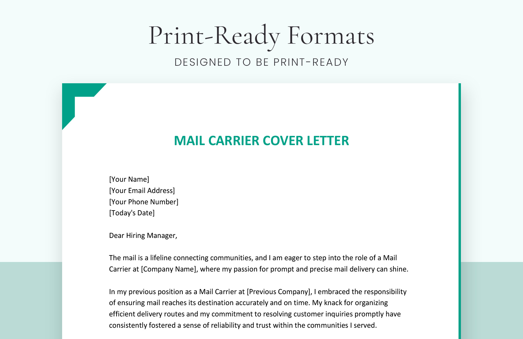 Mail Carrier Cover Letter