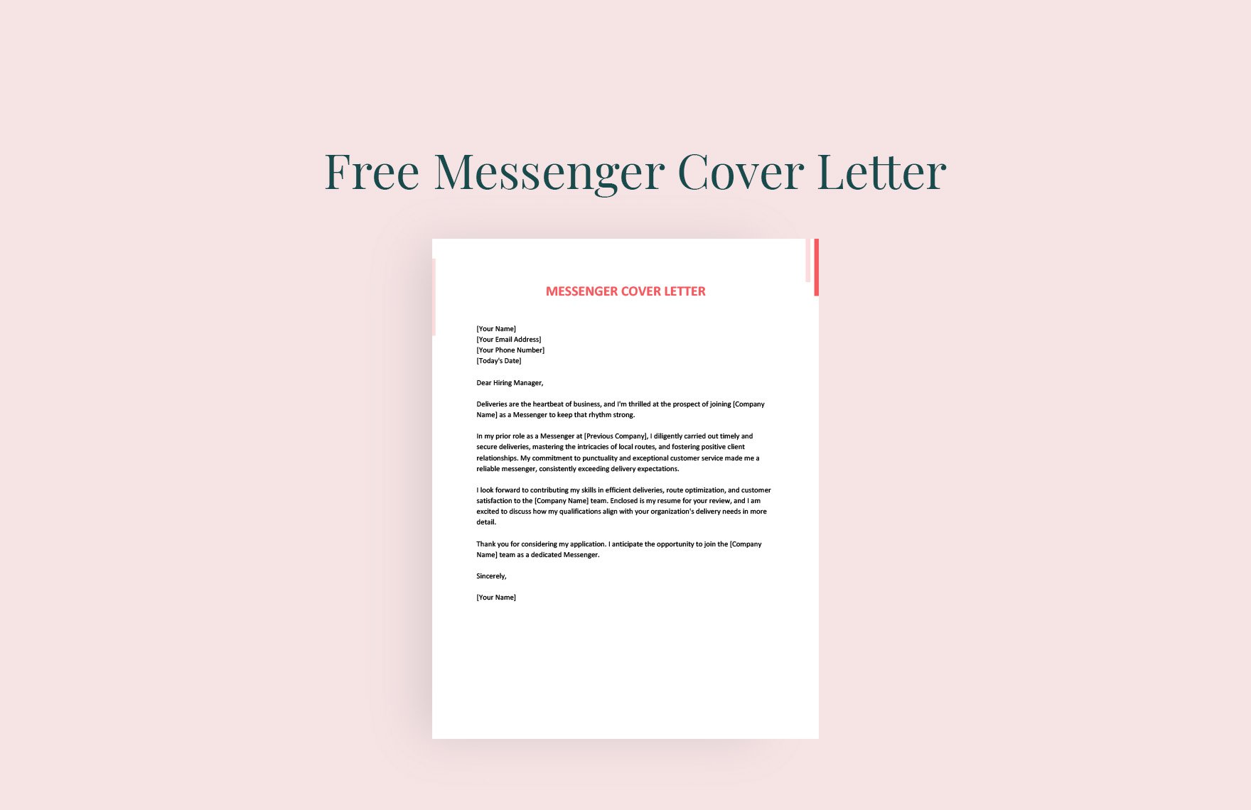 messenger cover letter with no experience
