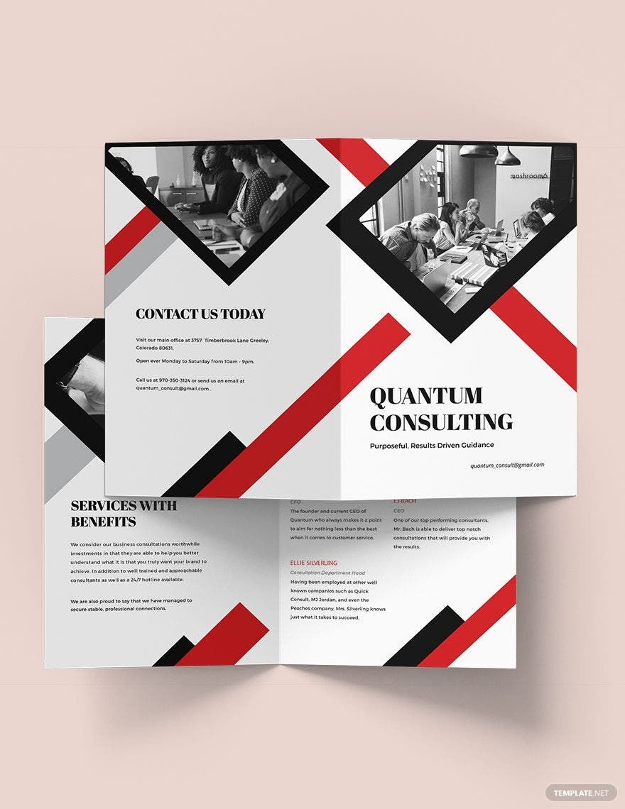 Consulting Bi-Fold Brochure Template in Illustrator, Publisher, PSD, InDesign, Pages, Word - Download | Template.net