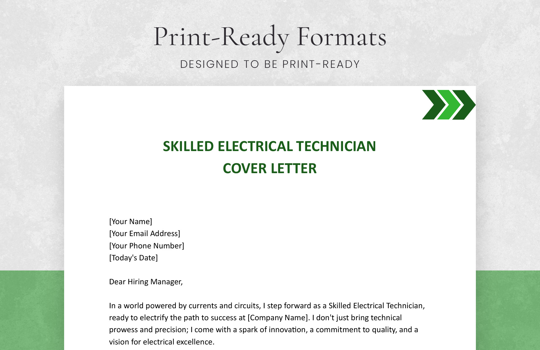 Skilled Electrical Technician Cover Letter