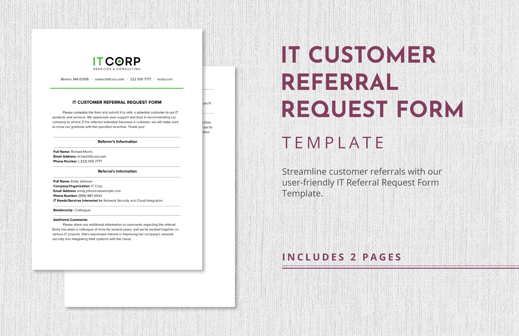 IT Customer Referral Request Form Template