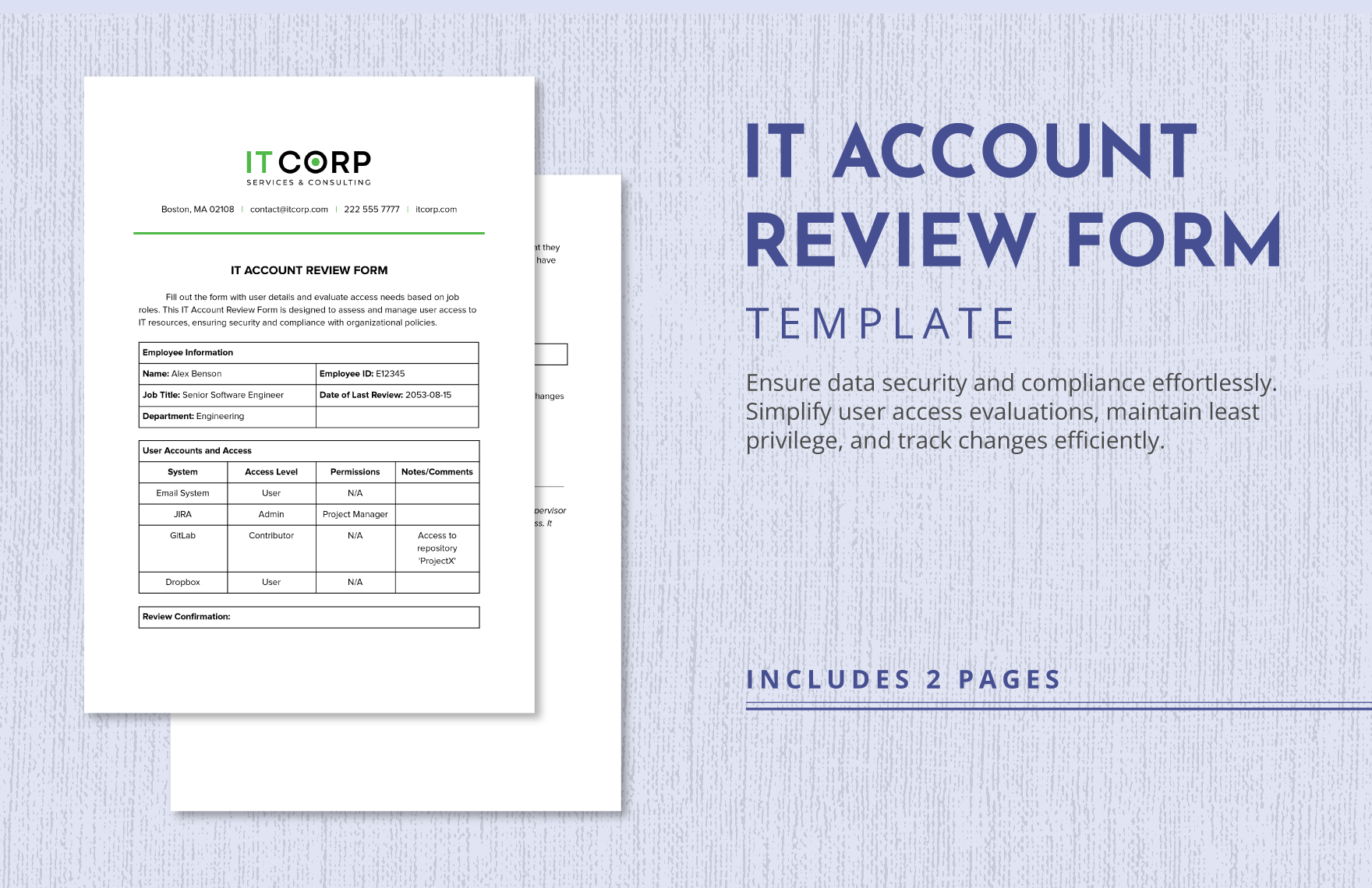 IT Account Review Form Template
