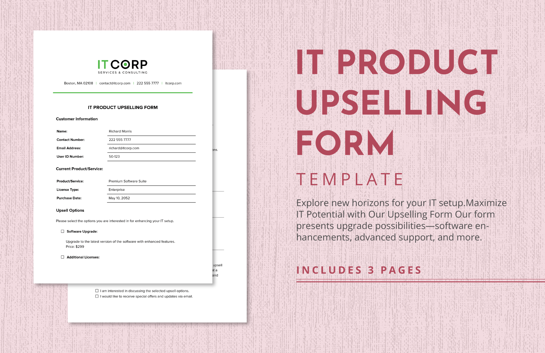 IT Product Upselling Form Template