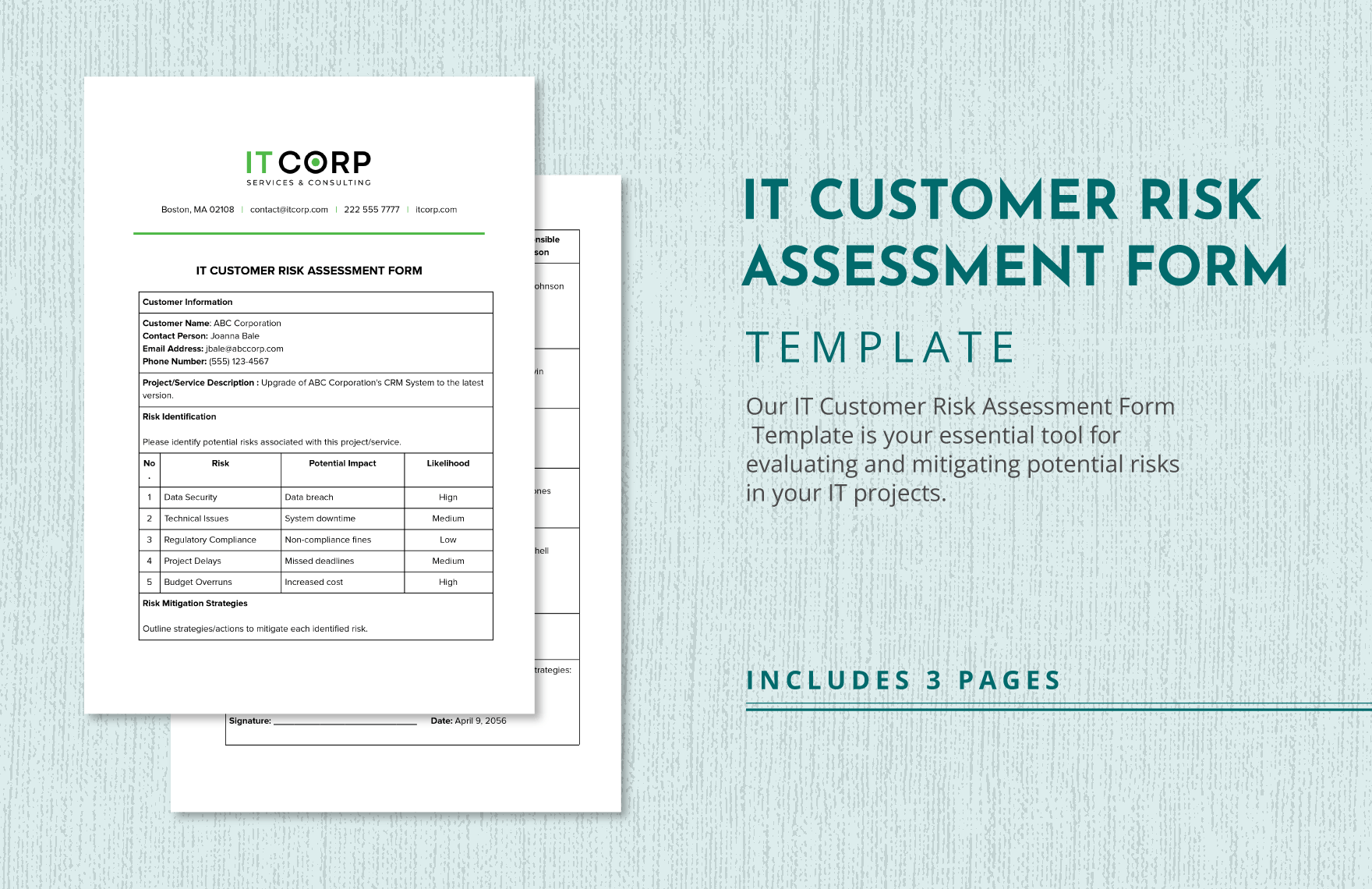 IT Customer Risk Assessment Form Template