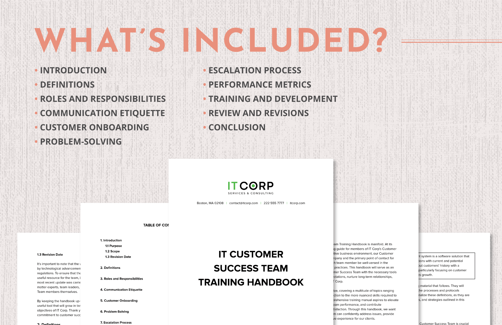 IT Customer Success Team Training Handbook Template