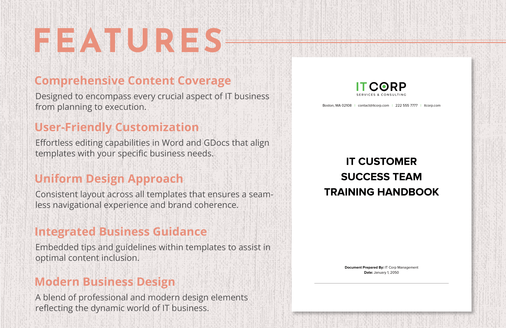 IT Customer Success Team Training Handbook Template