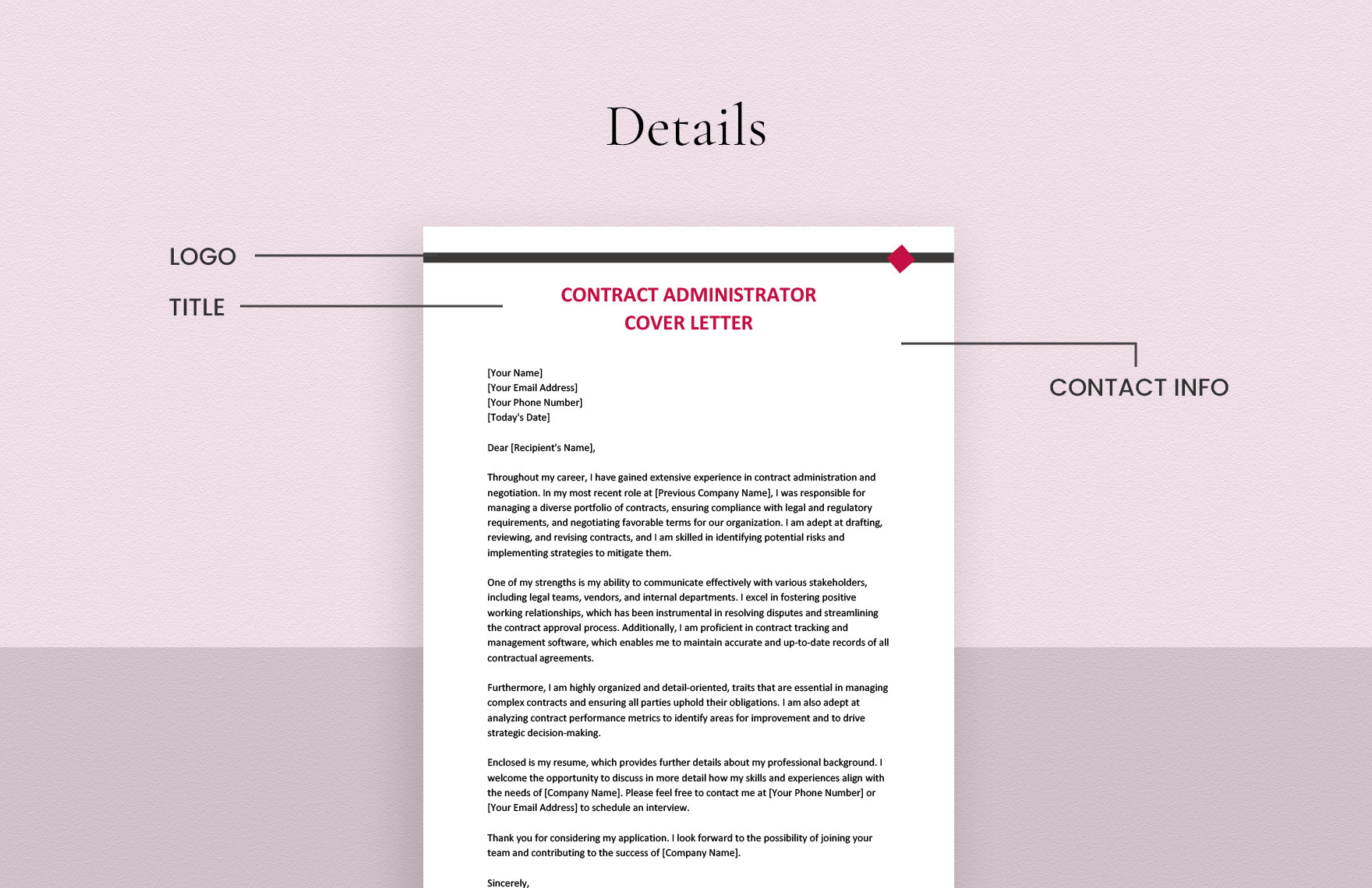 Contract Administrator Cover Letter