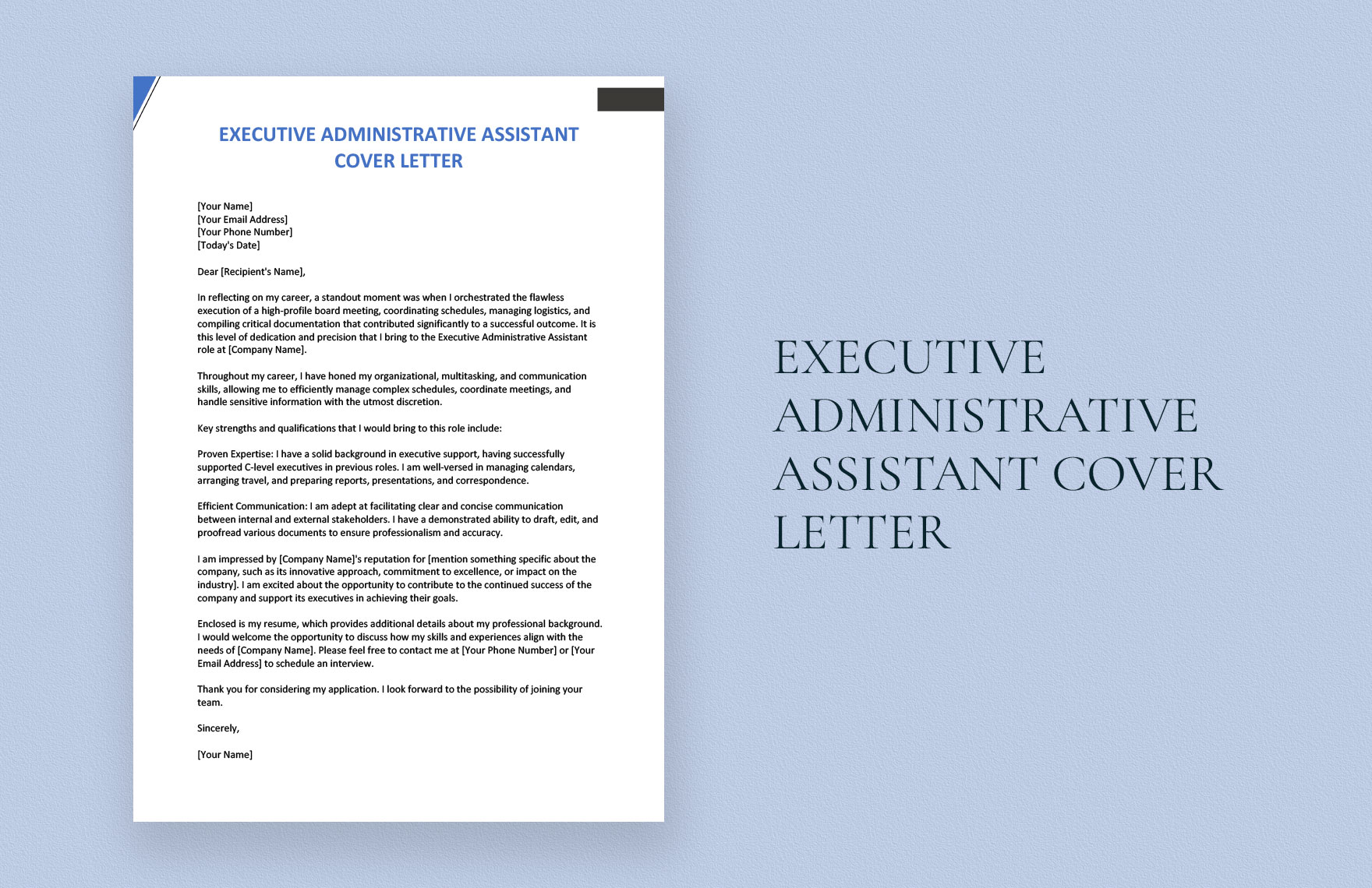 Free Executive Administrative Assistant Cover Letter - Download in Word ...