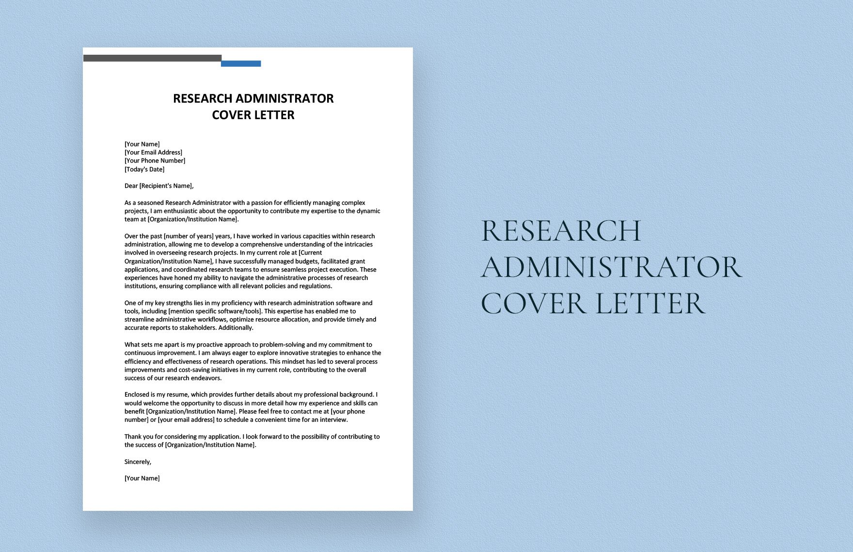 Research Administrator Cover Letter