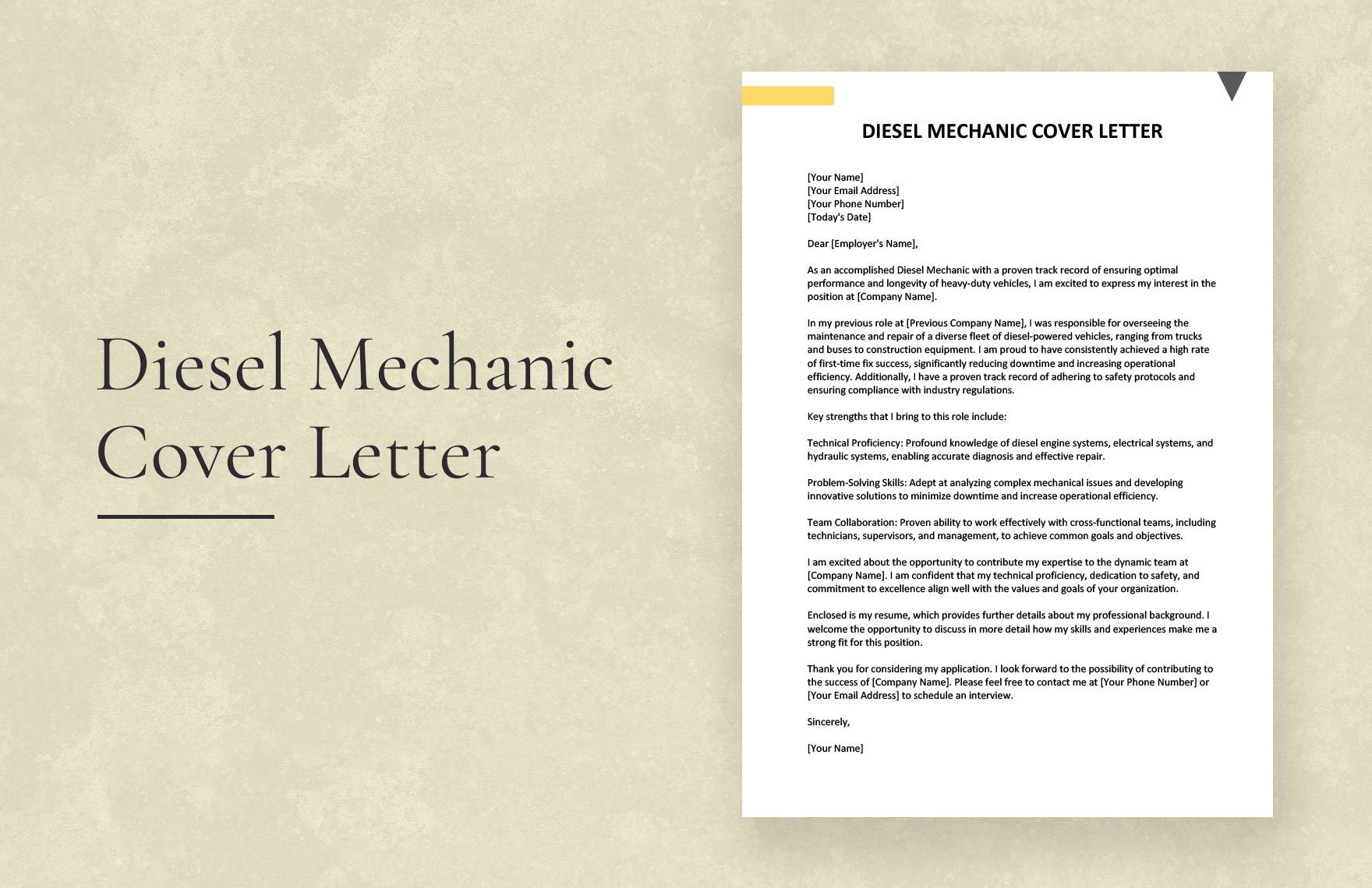 Diesel Mechanic Cover Letter