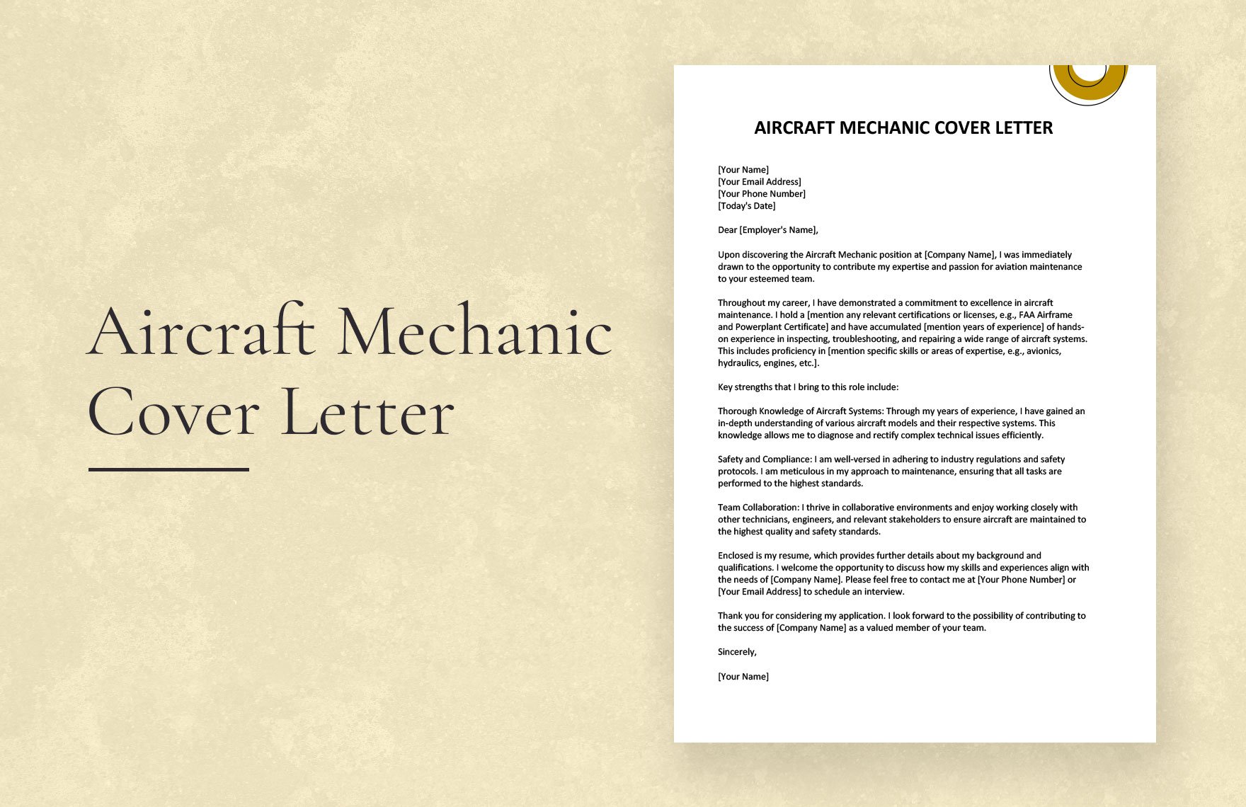 Aircraft Mechanic Cover Letter