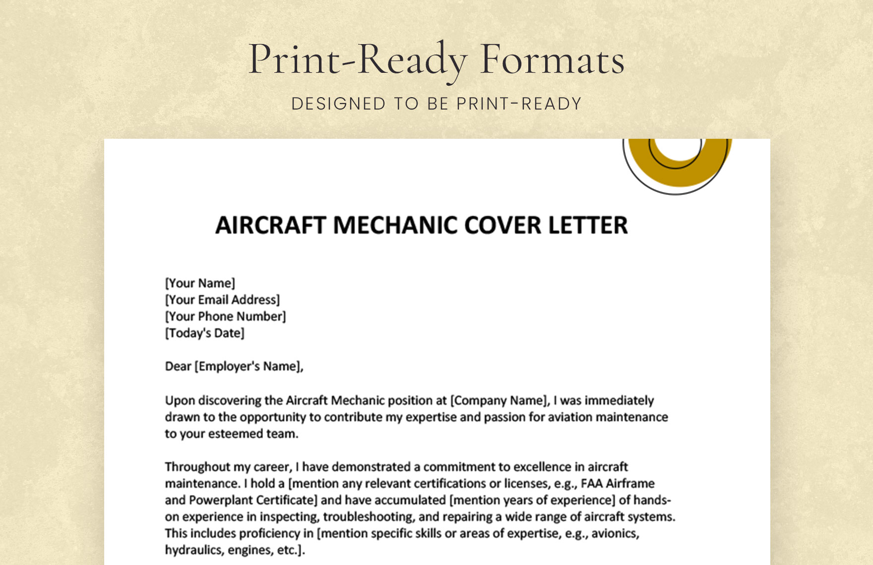 Aircraft Mechanic Cover Letter