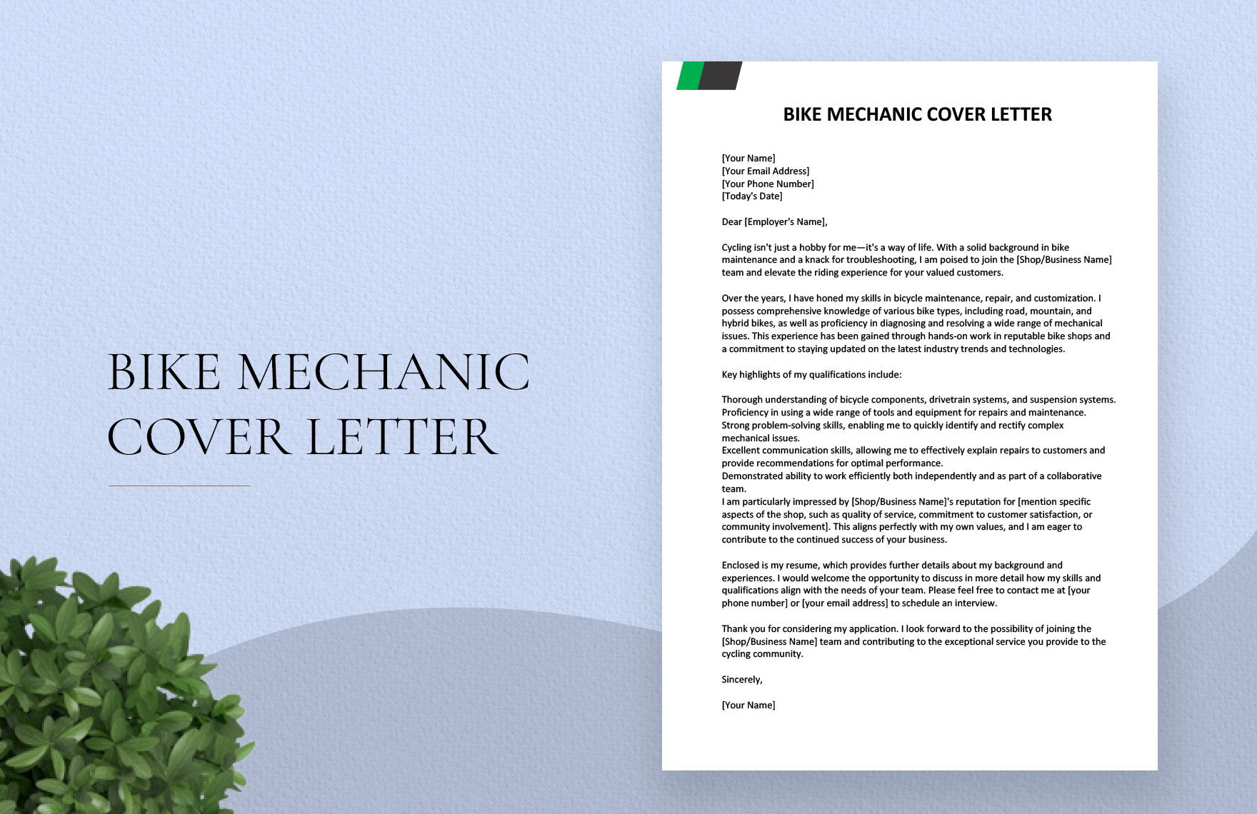 Bike Mechanic Cover Letter