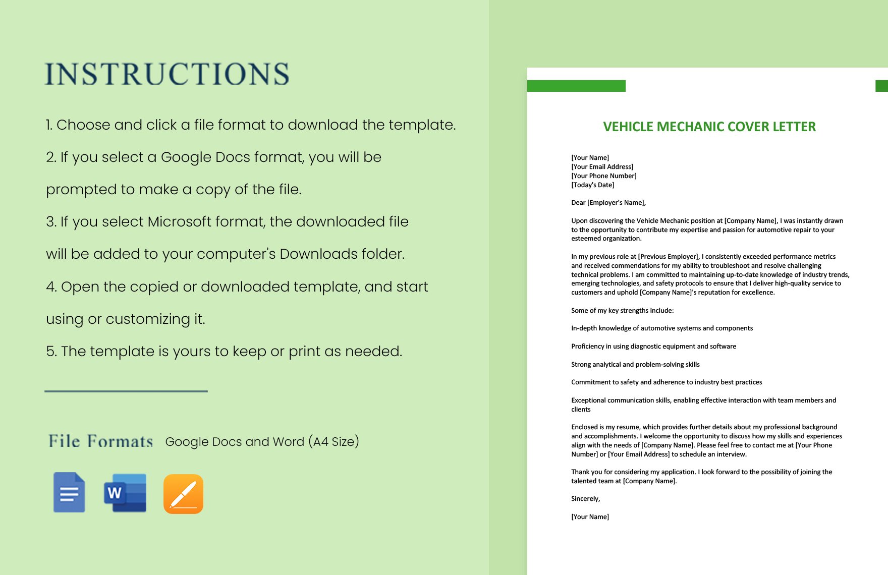 Vehicle Mechanic Cover Letter
