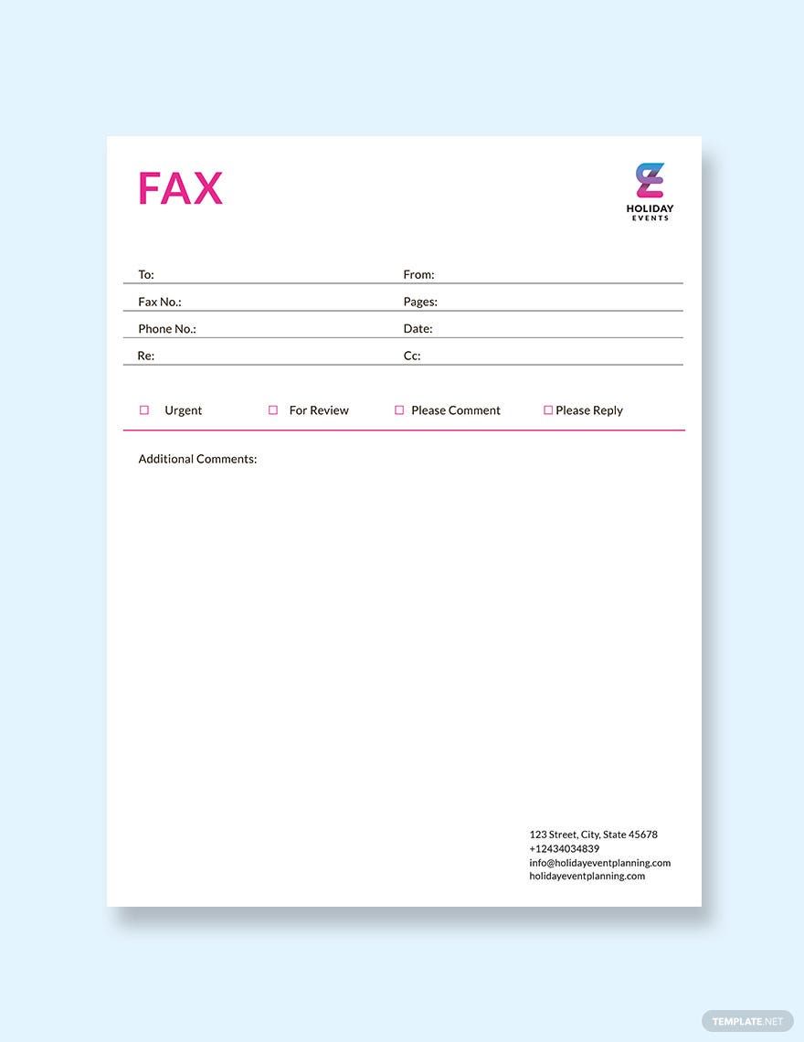 Event Planner Fax Paper Template