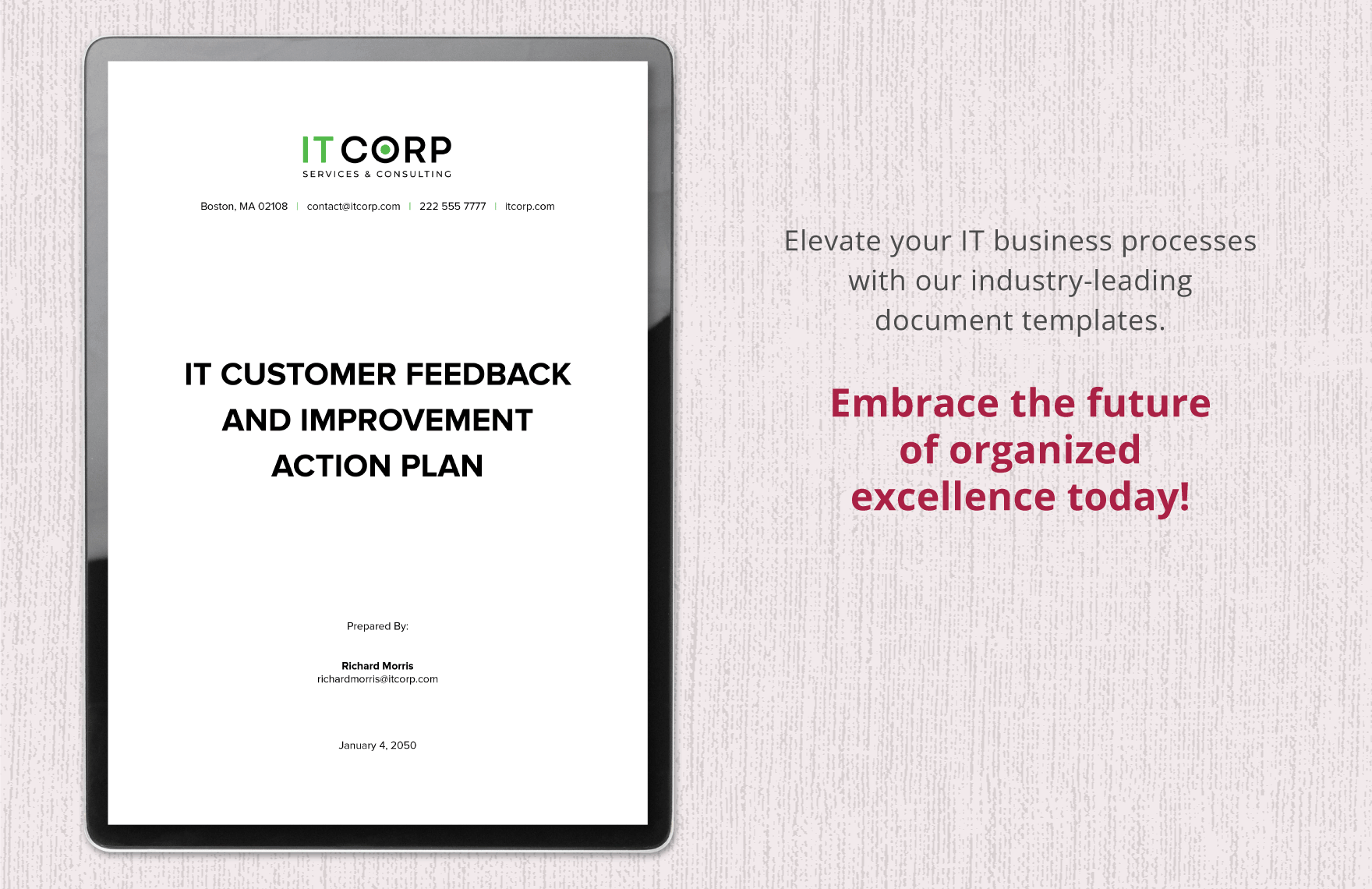 IT Customer Feedback and Improvement Action Plan Template