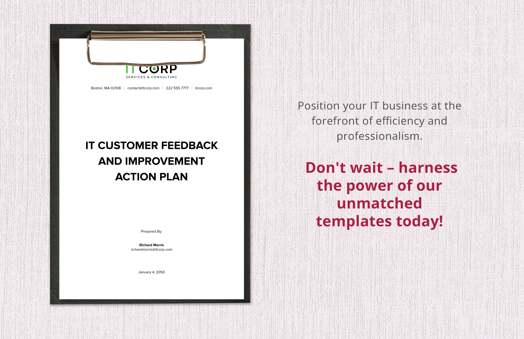 IT Customer Feedback and Improvement Action Plan Template