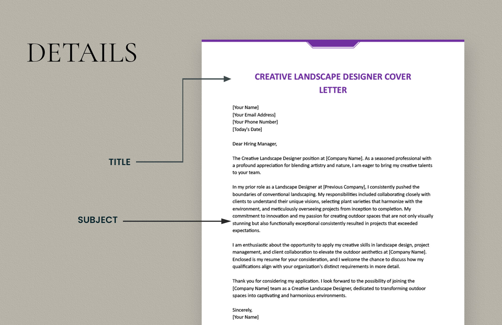 Creative Landscape Designer Cover Letter