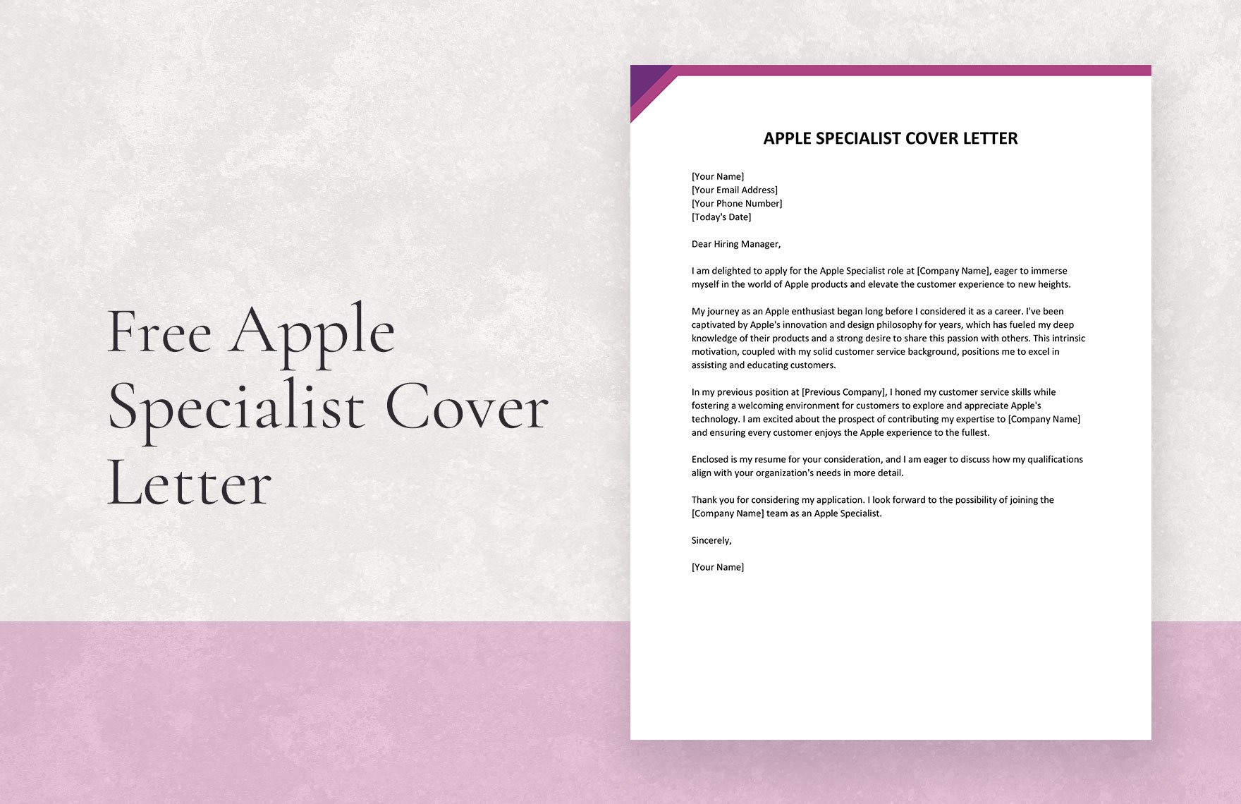 Apple Specialist Cover Letter in Word, Google Docs