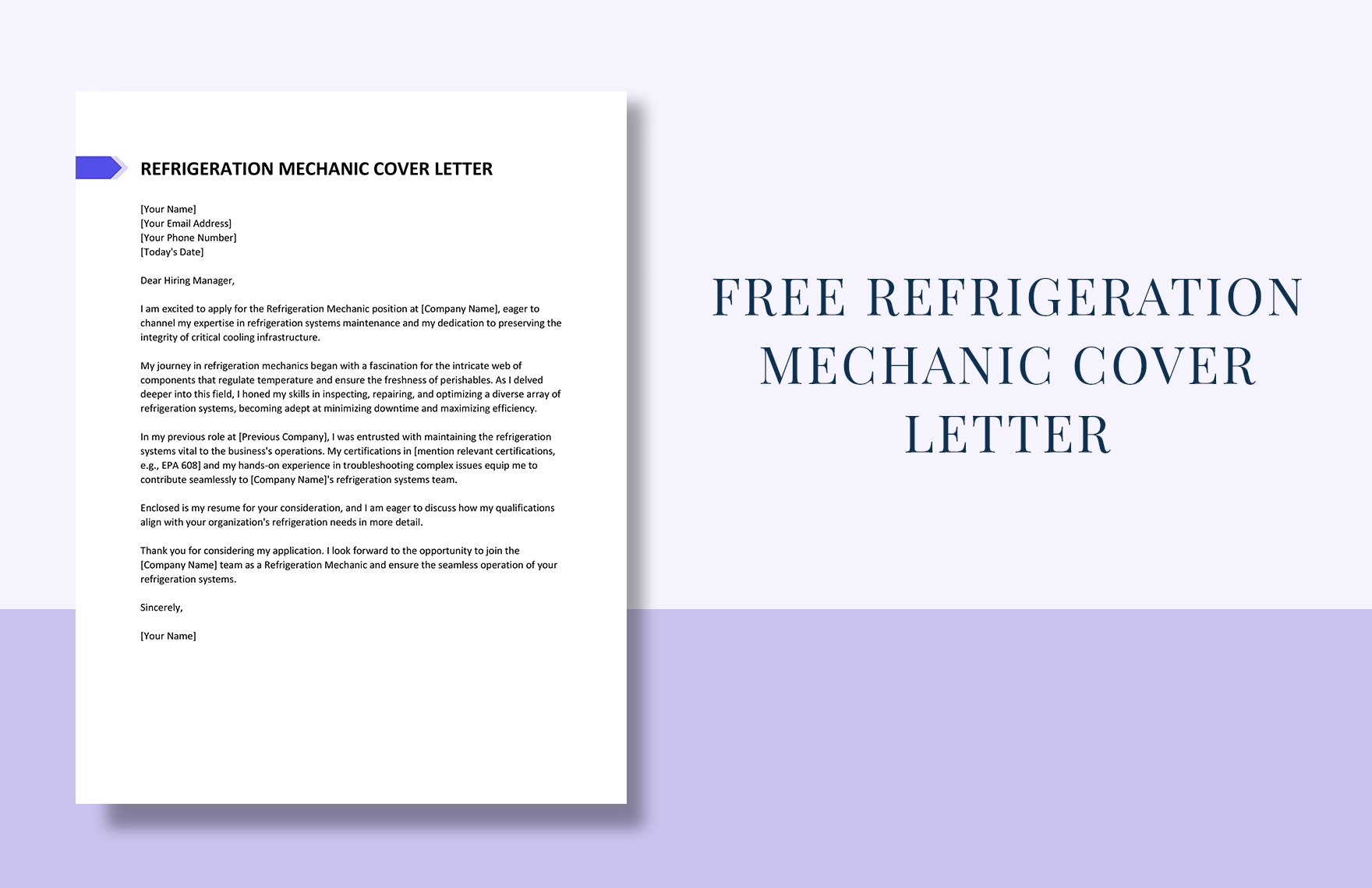 Refrigeration Mechanic Cover Letter in Word, Google Docs