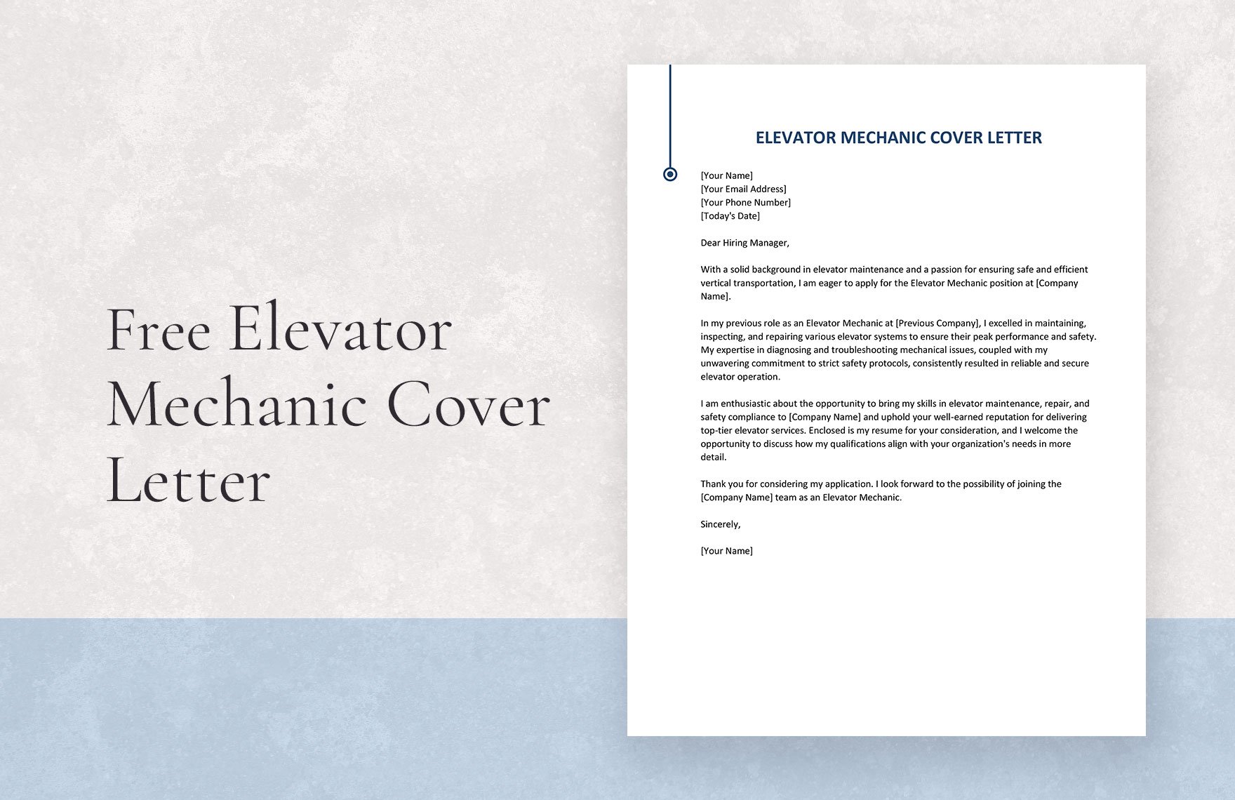 Elevator Mechanic Cover Letter in Word, Google Docs