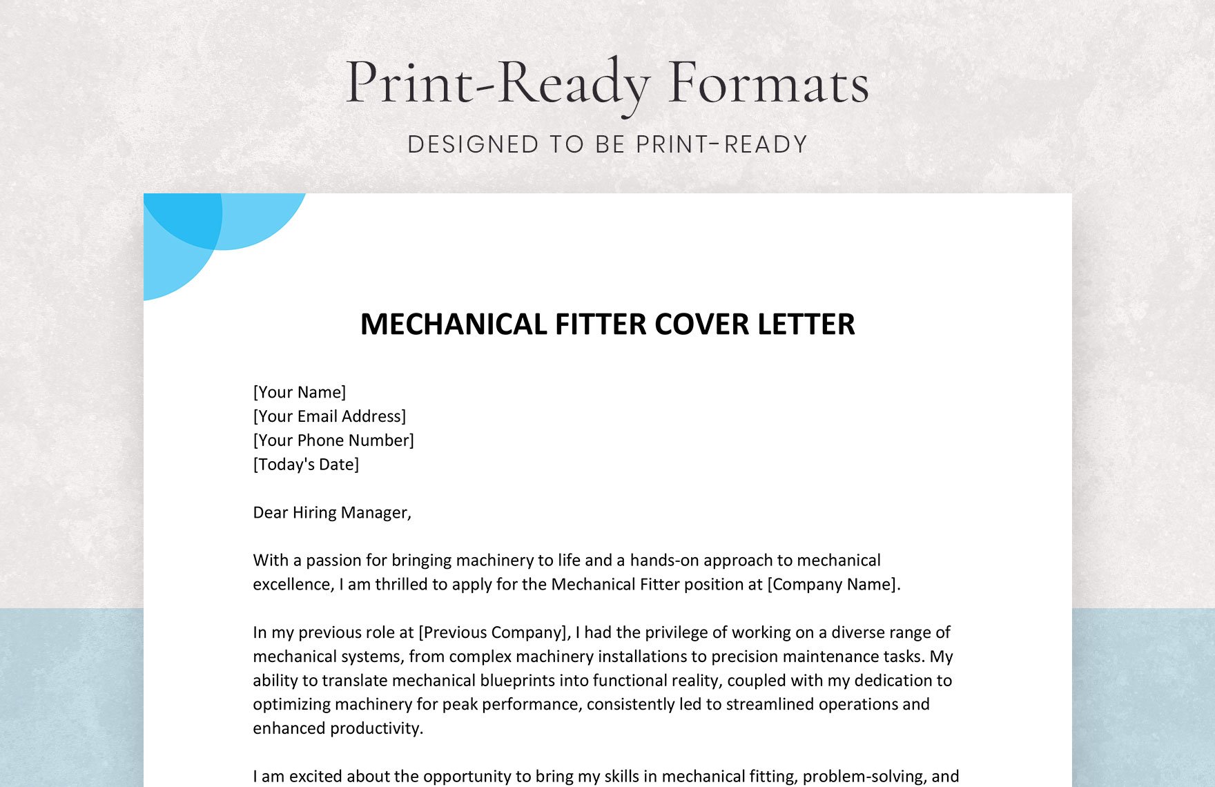 Mechanical Fitter Cover Letter