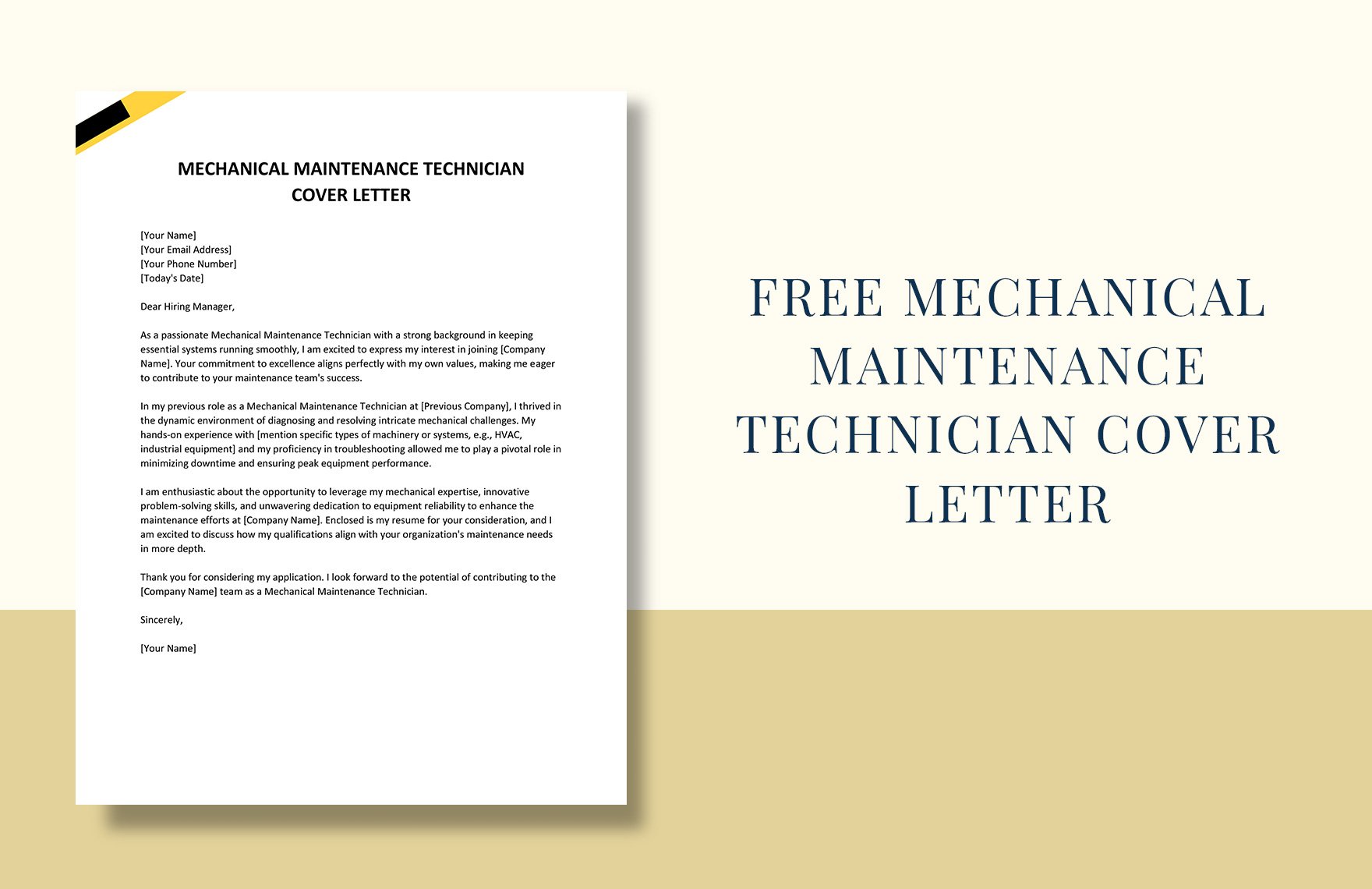 Mechanical Maintenance Technician Cover Letter