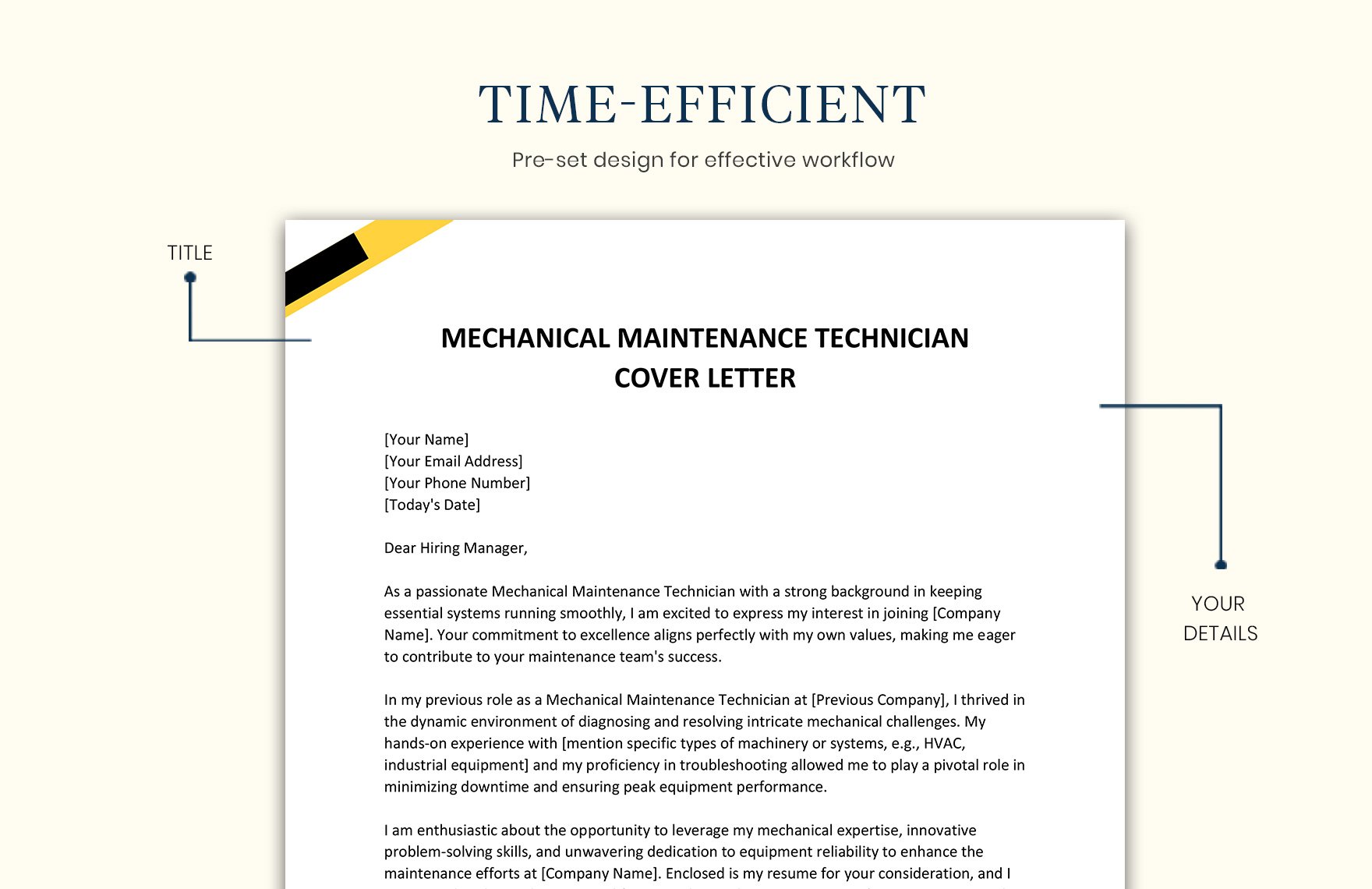 Mechanical Maintenance Technician Cover Letter