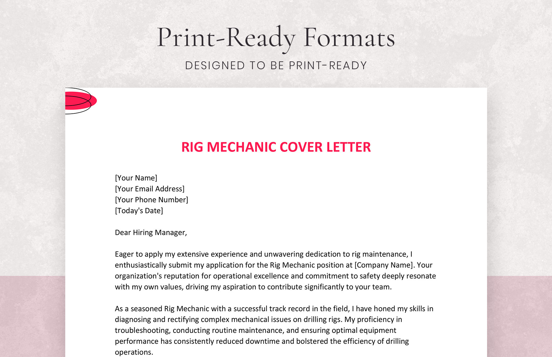 Rig Mechanic Cover Letter
