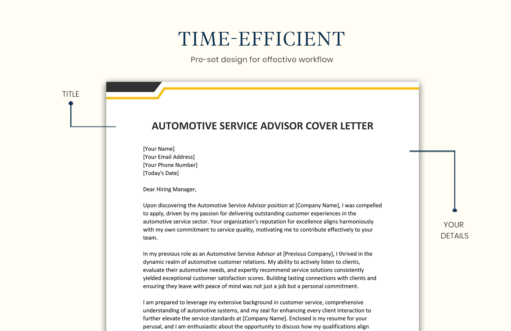 Automotive Service Advisor Cover Letter